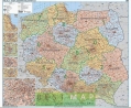 Polska. Mapa ścienna administracyjno-drogowa z kodami pocztowymi